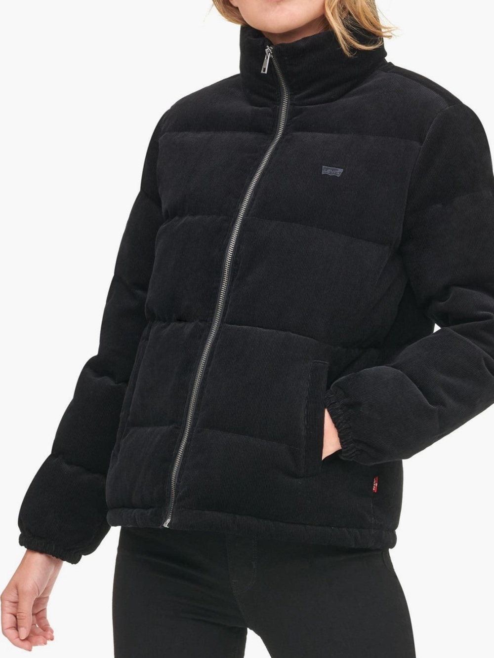 Levi's Women's Black Corduroy Puffer Jacket S Large - Picture 2 of 16